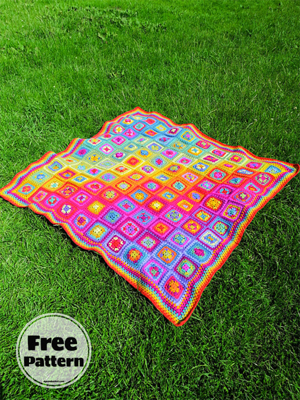 Harmony Colors Granny Crochet Simple Blanket Pattern Free 