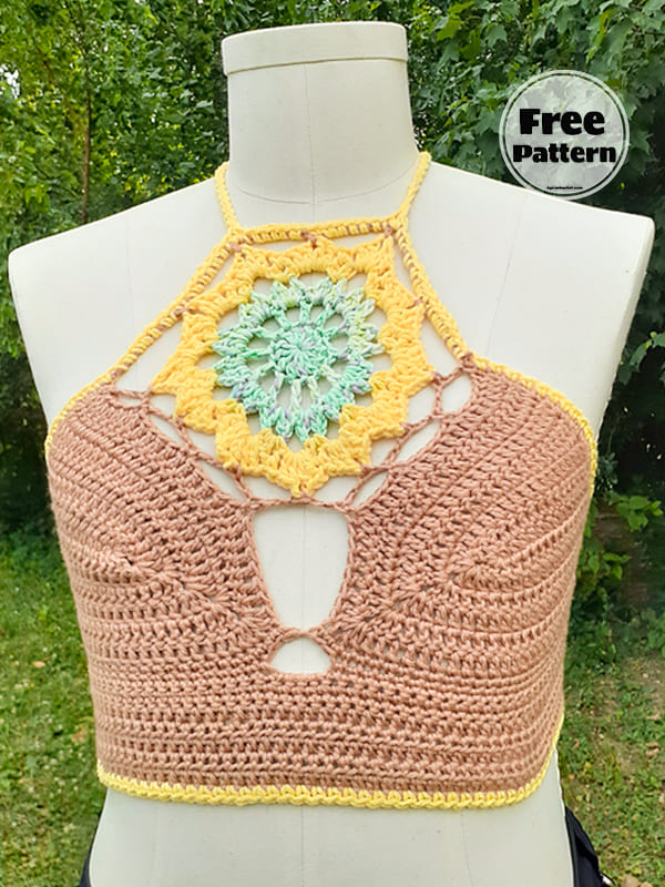 Sunny Summer Free Crochet Halter Crop Top Pattern