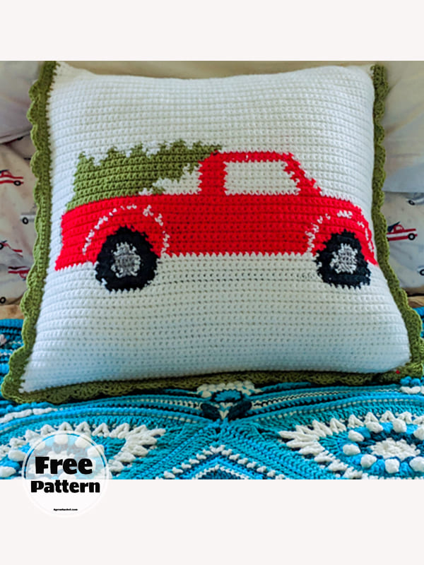 Truck Simple Crochet Pillow Cover Pattern Free