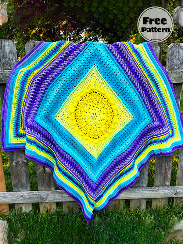 Afghan Crochet Flower Blanket Free Pattern