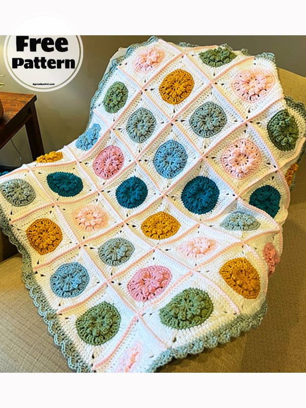 Crochet Flower Granny Square Blanket Free Pattern PDF