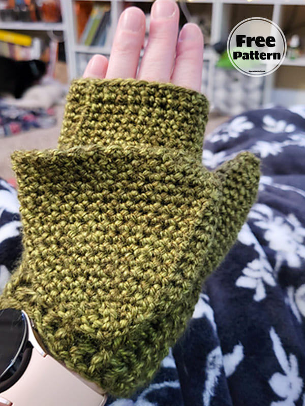Free Crochet Pattern For Fingerless Gloves With Flap