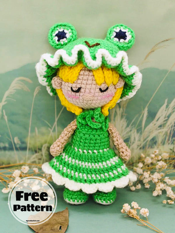 Mini Crochet Doll With Frog Hat Amigurumi Free Pattern-2