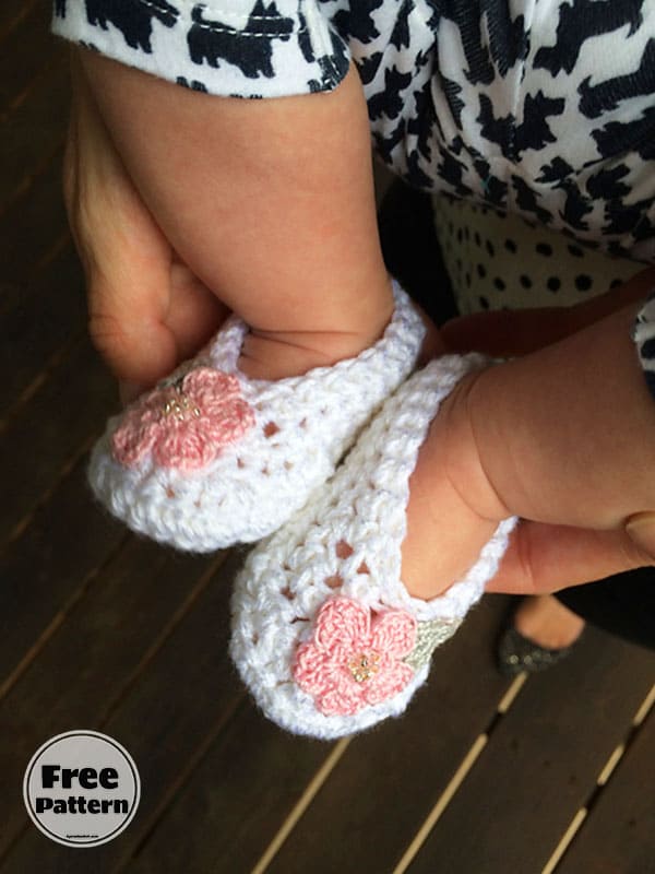 Pink Daisy Baby Booties Crochet Pattern Free PDF
