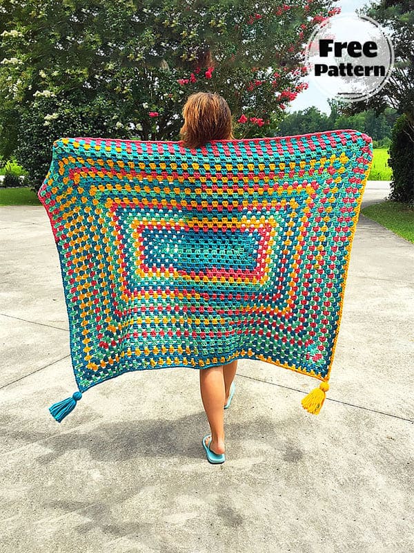 Rainbow Afghan Granny Square Blanket Pattern Free