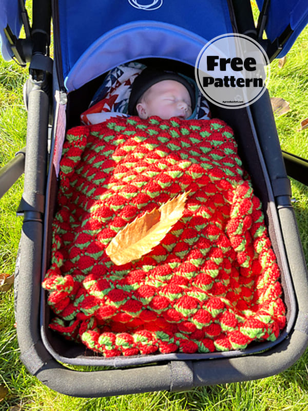 Strawberry No Holes Crochet Baby Blanket Free Pattern