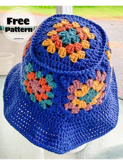 Crochet Granny Square Bucket Hat Free PDF Pattern