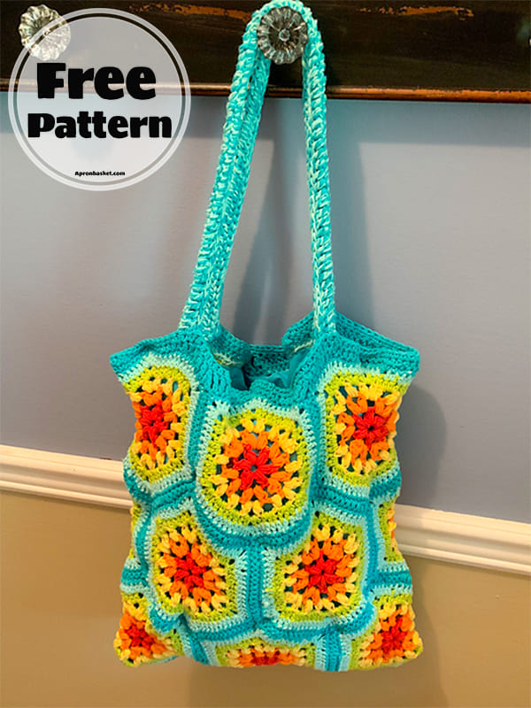 Crochet Granny Square Hexagon Beach Bag Free Pattern (2)