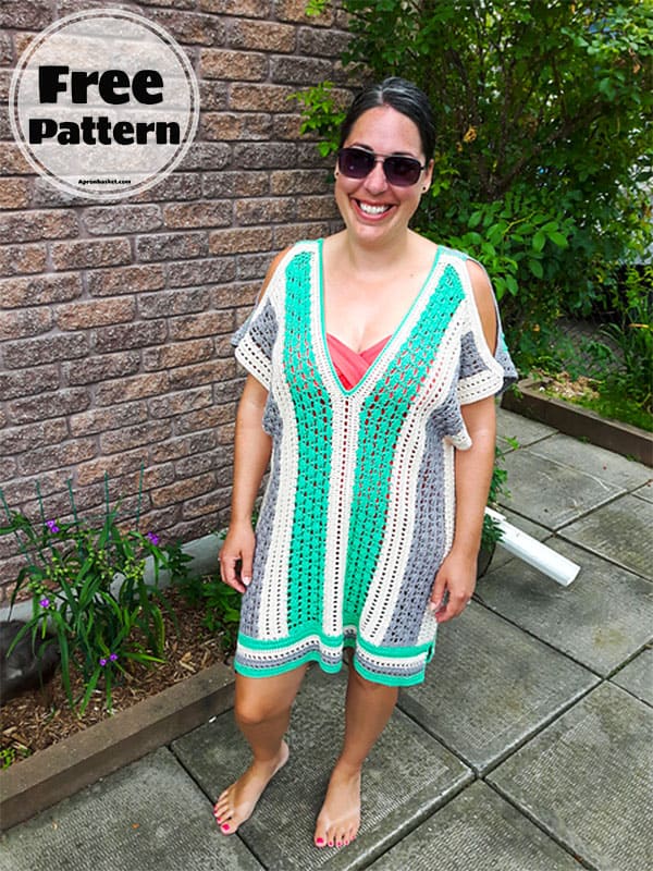 Free Crochet V Neck Beach Cover Up Pattern (2)