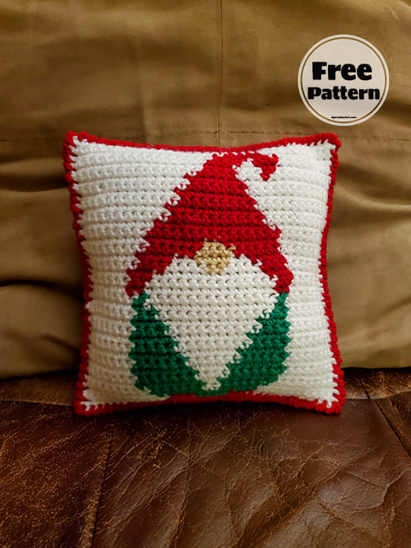 Gnome Free Crochet Christmas Pillow Pattern