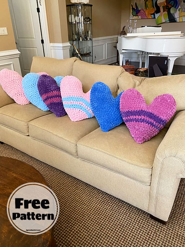 Plush Free Crochet A Heart Pillow Pattern 