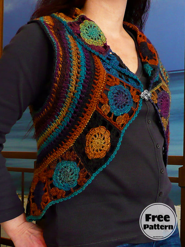 Rose Squares Free Crochet Bolero Top Pattern 