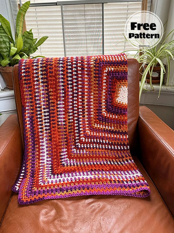 Square Moss Stitch Blanket Crochet Free Pattern