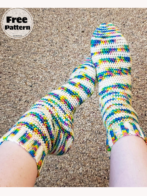 Striped Easy Crochet Sock Pattern PDF Free 