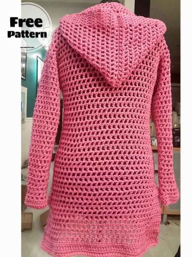 Summer Mesh Free Crochet Hoodie Pattern