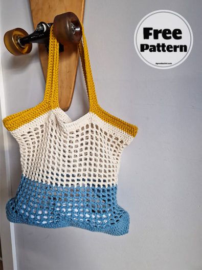 Back to Beach Mesh Crochet Beach Bag Free Pattern