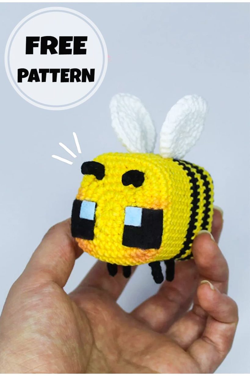 Pattern For Minecraft Bee Cube crochet minecraft bee free pattern